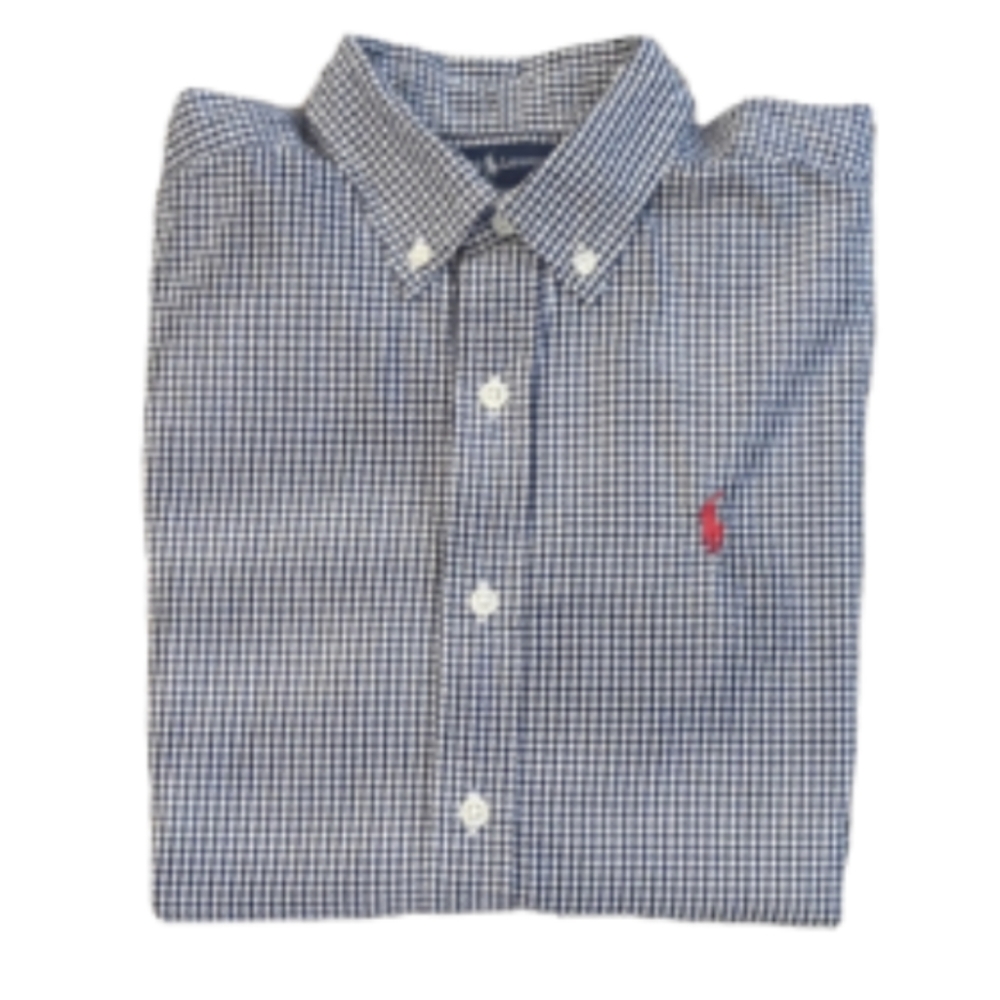 Ralph Lauren Checkered Button Up Short Sleeve Shirt Black & White Size M(12/14)